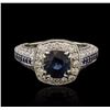 Image 1 : 14KT White Gold 2.92ct Blue Sapphire and Diamond Ring