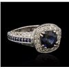 Image 2 : 14KT White Gold 2.92ct Blue Sapphire and Diamond Ring