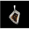 Image 2 : 18KT White Gold 57.63ctw Citrine Quartz, Sapphire and Diamond Pendant