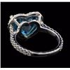 Image 3 : 18KT White Gold 7.64ct Blue Zircon and Diamond Ring