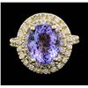 Image 1 : 14KT Yellow Gold 4.09ct Tanzanite and Diamond Ring