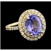 Image 2 : 14KT Yellow Gold 4.09ct Tanzanite and Diamond Ring