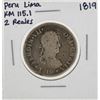 Image 1 : 1819 Peru Lima 2 Reales KM115.1 Silver Coin