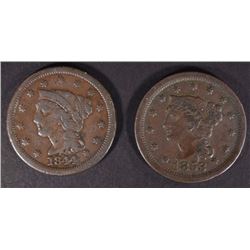 1844 FINE & 1853 VF LARGE CENTS