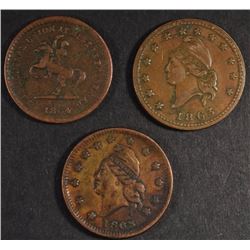 3-PATRIOTIC CIVIL WAR TOKENS