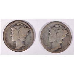 2-1921 MERCURY DIMES, GOOD