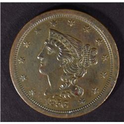 1856 BRAIDED HAIR HALF CENT CH BU