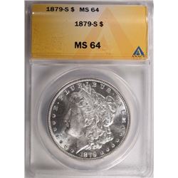 1879-S MORGAN DOLLAR, ANACS MS-64