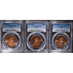 3-1959 MEXICO 50 CENTAVOS ,PCGS MS-64,65 & 66 REDS