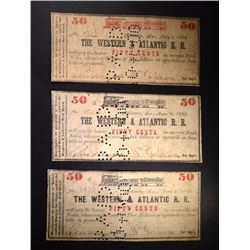 3- 50¢ NOTES FOR WESTERN & ATLANTIC RAILROAD