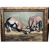 Image 1 : ORIGINAL OIL ON CANVAS – “STALEMATE” FIGHTING GEMSBOK