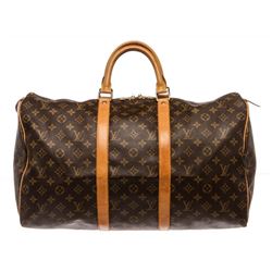 Louis Vuitton Monogram Canvas Leather Keepall 50 cm Duffle Bag Luggage