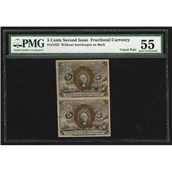 Uncut Pair of 1863 Five Cents Second Issue Fractional Notes PMG About Uncirculat