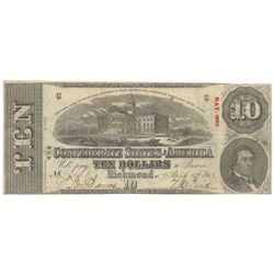 1863 $10 The Confederate States of America Note T-59 CC