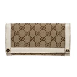 Gucci Monogram Beige White Canvas Leather Wallet