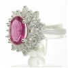 Image 3 : 3.66 Carat Round Cut Rubellite Diamonds Oval Cut Flower Ring 14k White Gold