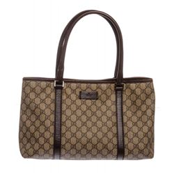 Gucci Brown Beige GG Supreme Coated Canvas Monogram Tote Bag