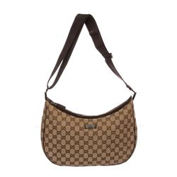 Gucci Beige Brown Monogram Canvas Crossbody Messenger Bag