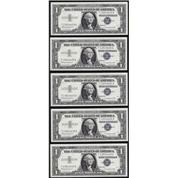 Lot of (5) Consecutive 1957 $1 Silver Certificate Notes Uncirculated