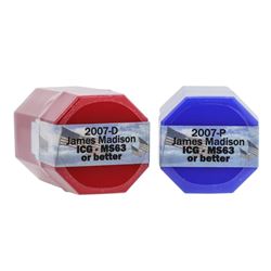 Rolls of 2007-D & 2007-P $1 James Madison Presidential Coins ICG MS63 or Better