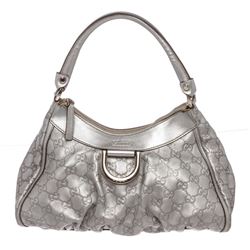 Gucci Metallic Silver Guccissima Leather D Ring Hobo Bag