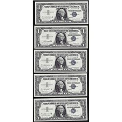 Lot of (5) Consecutive 1957 $1 Silver Certificate Notes Uncirculated