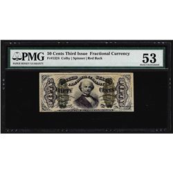 March 3, 1863 Fifty Cents Third Issue Fractional Note PMG About Uncirculated 53