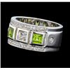 Image 1 : Crayola 0.90 ctw Peridot and White Sapphire Ring - .925 Silver