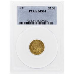 1927 $2 1/2 Indian Head Quarter Eagle Gold Coin PCGS MS64