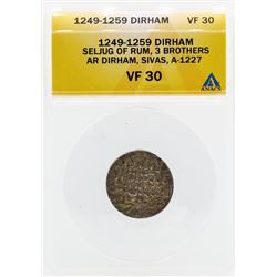 1249-1259 Dirham Seljug of Rum 3 Brothers Coin ANACS VF30