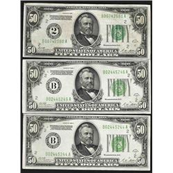 Lot of (3) 1928A $50 Federal Reserve Notes New York
