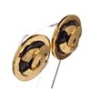 Image 2 : Chanel Black Gold CC Logo Clip On Disc Earrings