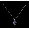 Image 2 : 14KT White Gold 3.89 ctw Tanzanite and Diamond Pendant With Chain