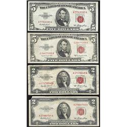Lot of (2) 1953 $2 and (2) 1953 $5 Legal Tender Notes