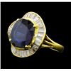 Image 1 : 7.35 ctw Sapphire And Diamond Ring - 18KT Yellow Gold