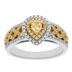 0.75 ctw Yellow and White Diamond Ring - 14KT White and Yellow Gold
