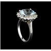 Image 3 : 4.15 ctw Aquamarine and Diamond Ring - 14KT White Gold