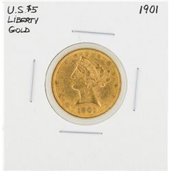 1901 $5 Liberty Head Half Eagle Gold Coin
