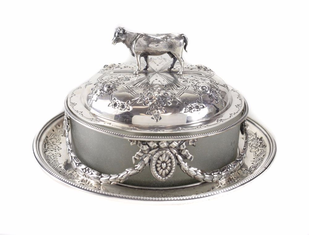 English Sterling Covered Butter Dish, Martin Hill