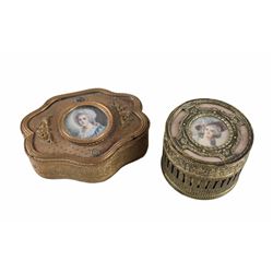 Continental Gilt Bronze Portrait Trinket Boxes