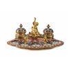 Image 1 : French Champleve Enamel & Gilt Bronze Inkwell