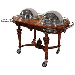 Hand-Carved Oak Double Serving Trolley, Royal Castle Sh