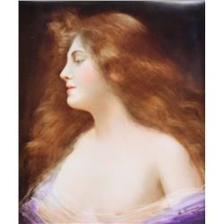 KPM Hand Painted Portrait on Porcelain Plaque
