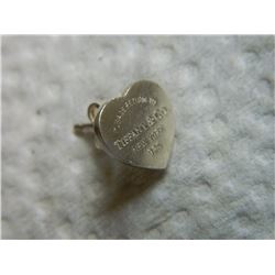 EARRING /BODY JEWELRY - SINGLE PIECE - TIFFANY & CO. - STERLING SILVER HEART DESIGN - AND ENGRAVED "
