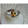 Image 1 : RING - OVAL FACETTED CITINE - OVER 2 CT - WITH VS CLARITY DIAMONDS IN STERLING SILVER SETTING - APPR