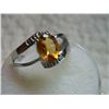 Image 2 : RING - OVAL FACETTED CITINE - OVER 2 CT - WITH VS CLARITY DIAMONDS IN STERLING SILVER SETTING - APPR