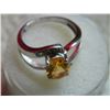 Image 3 : RING - OVAL FACETTED CITINE - OVER 2 CT - WITH VS CLARITY DIAMONDS IN STERLING SILVER SETTING - APPR