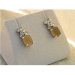 EARRINGS - NEW BROWN CHALCADONY & DIAMONDS EARRINGS - NEW BROWN CHALCADONY & DIAMOND IN STERLING SIL