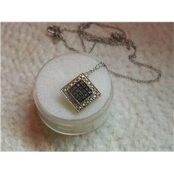 NECKLACE / PENDANT SET - HALO DESIGN - 0.25CT COLORED DIAMONDS IN STERLING SILVER SETTING - INCLUDES
