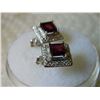 Image 2 : EARRINGS - NEW PRINCESS FACETED GARNET & 2 ROUND FACETED DIAMONDS IN STERLING SILVER SETTING - RETAI